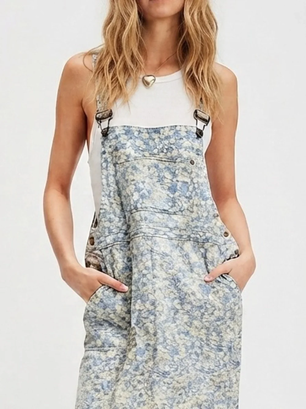 Free People Hanson Apron Midi Dress Color: Chambray Combo
